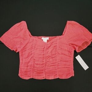 2/$15 NWT Kirious Size S Coral Ruched Top